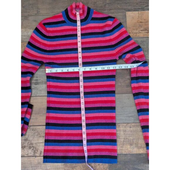 Trina Turk Merino Wool Striped Turtleneck, Size M - Picture 4 of 5